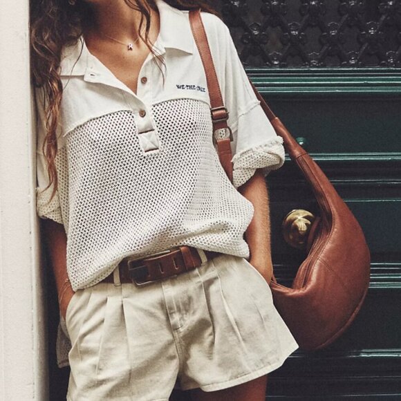 Free People Handbags - Free People Brown Leather Crescent Shoulder Bag